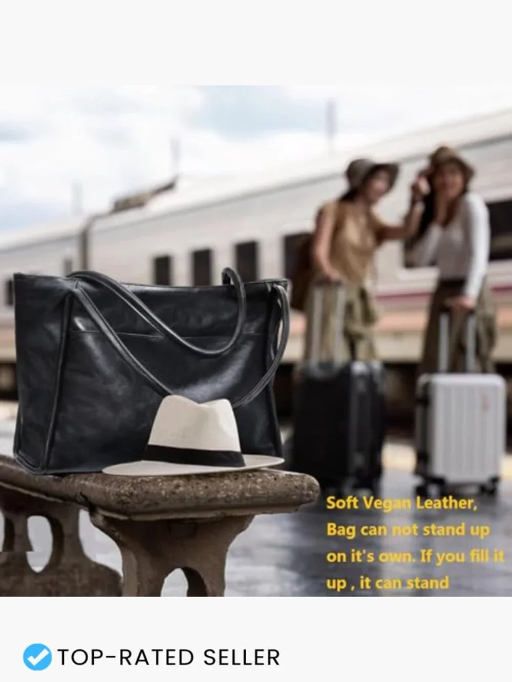Large Vegan Leather Tote Bag for Women Work Shoulder Handbag Spacious Chic
